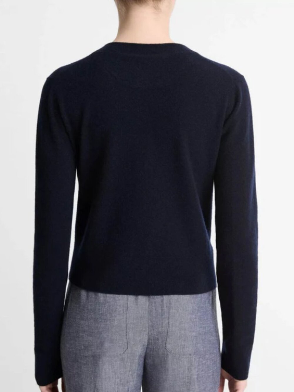 NWT Vince Wool & Cashmere-Blend Tipped Half-Moon Cardigan - Picture 3 of 8